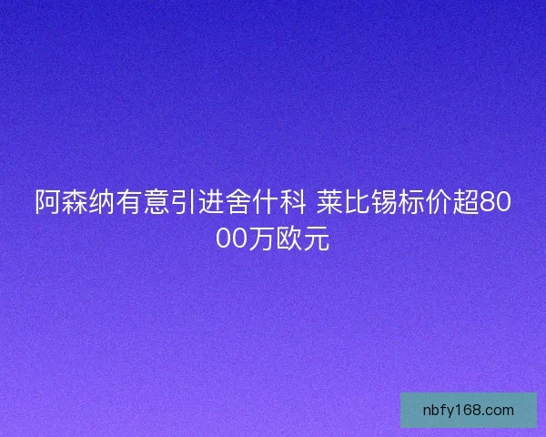 阿森纳有意引进舍什科 莱比锡标价超8000万欧元